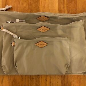 NEW! MZ Wallace Nylon Pouch Travel Bag Organizer Cosmetic Makeup Bag Tan